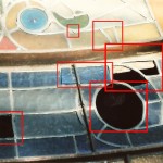 Piezas faltantes, civas y vidrio, martele y azul (SP136rr)